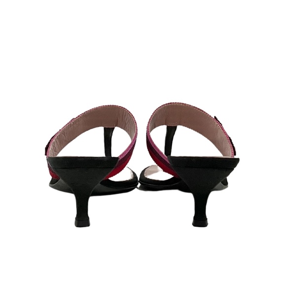 Prada Designer Black Mule Kitten Heel with Pink & Red Ribbon and Bow IT 36 - Picture 4 of 11